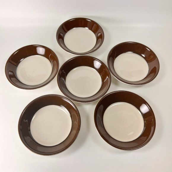 Vtg Jackson Custom China Saucers Brown White Union Made Restaurant Ware Lot of 6 - Picture 3 of 9